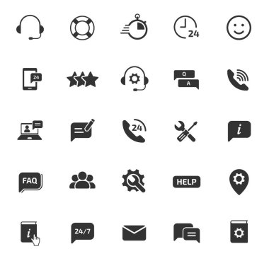 beyaz üzerinde izole edilmiş siluet vektör simgelerini destekle