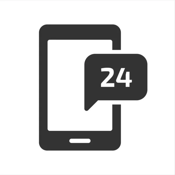 24時間モバイルサポートベクトルアイコン隔離サイン — ストックベクタ
