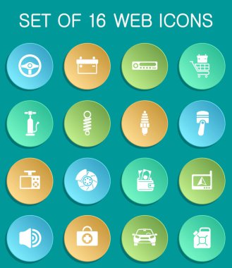 Renkli yuvarlak araba mağazası web simgeleri