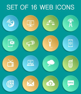 renkli yuvarlak haberleşme web simgeleri