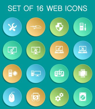 renkli yuvarlak bilgisayar tamir simgeleri