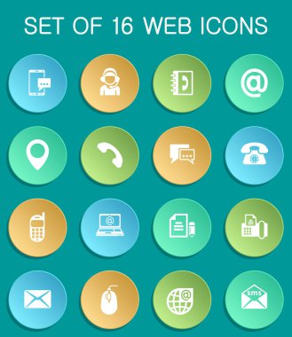 Renkli yuvarlak web simgeleriyle bizimle bağlantı kur