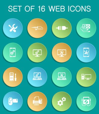 renkli yuvarlak elektronik ağ ikonları