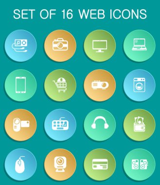 elektronik süpermarket web simgeleri renkli yuvarlak