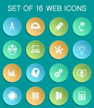 Renkli yuvarlak mühendislik ağ simgeleri