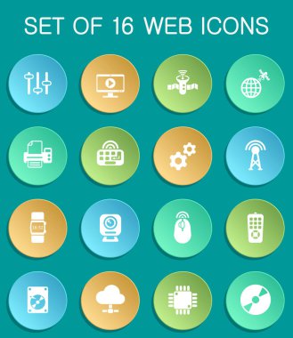 yüksek teknoloji web simgeleri renkli yuvarlak