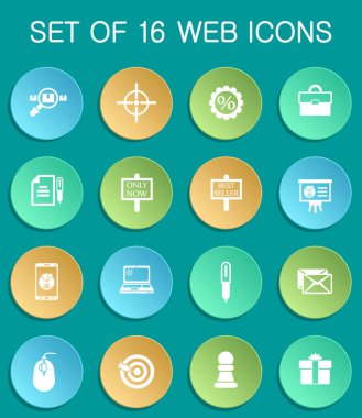 Renkli yuvarlak pazarlama web simgeleri