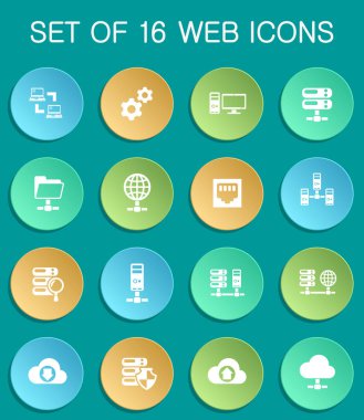 server web icons on colorful round