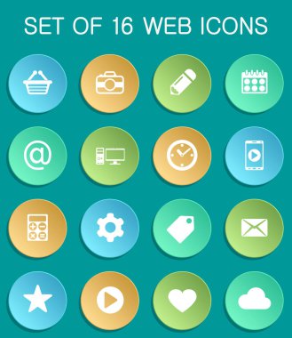 social media web icons on colorful round