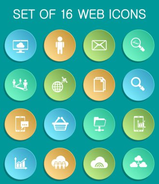 social network web icons on colorful round