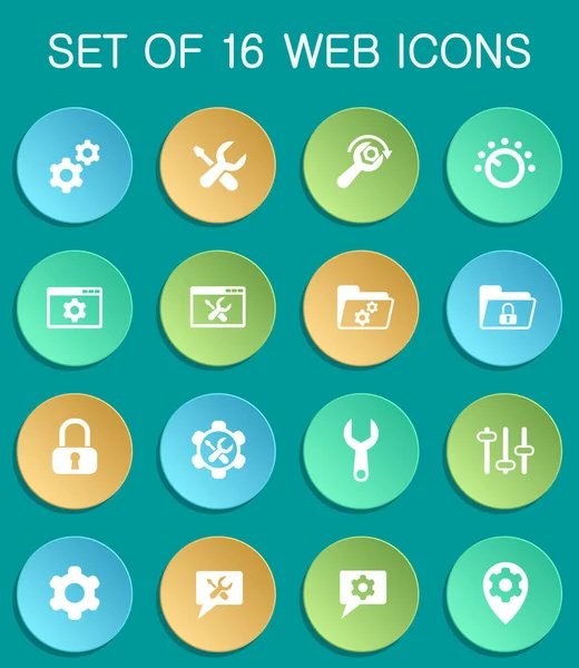 settings web icons on colorful round