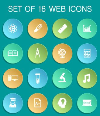 university web icons on colorful round