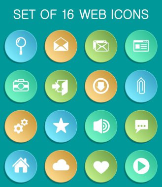 user interface web icons on colorful round