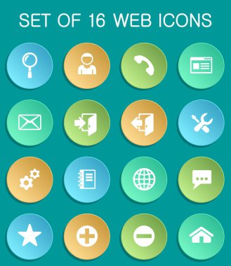 web tools web icons on colorful round