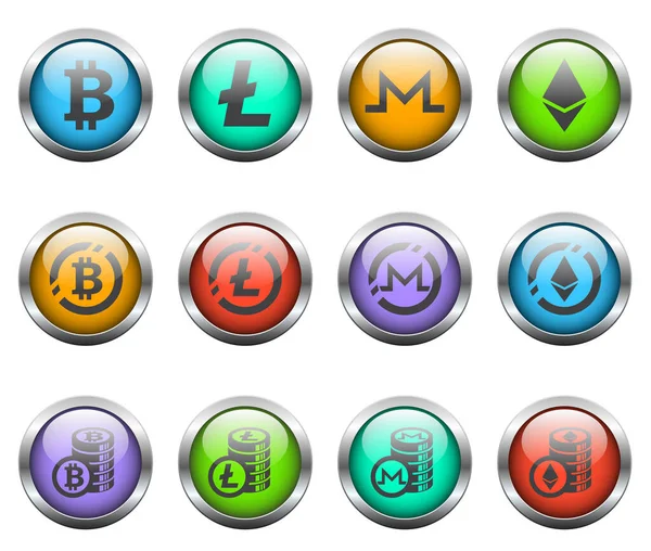 Conjunto de ícones criptomoeda —  Vetores de Stock