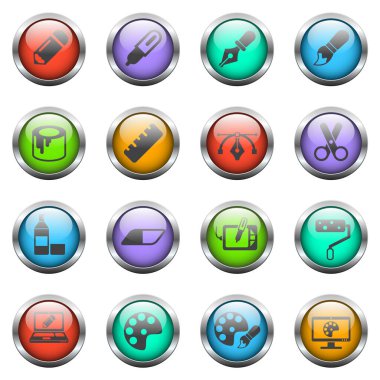 resim araçları renk cam düğmeleri üzerinde vektör simgeleri