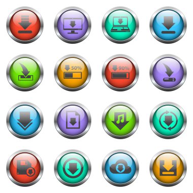 Renkli cam düğmelere vektör simgeleri indir