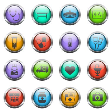 ilaç vektör simgeleri renk cam düğmeleri