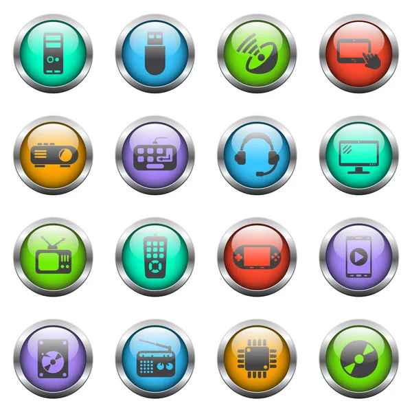 aygıt vektör simgeleri renk cam düğmeleri üzerinde