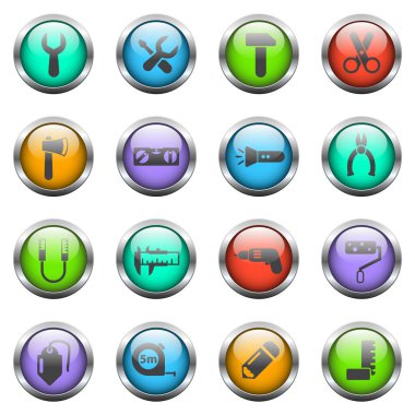 iş araçları renk cam düğmeleri üzerinde vektör simgeleri