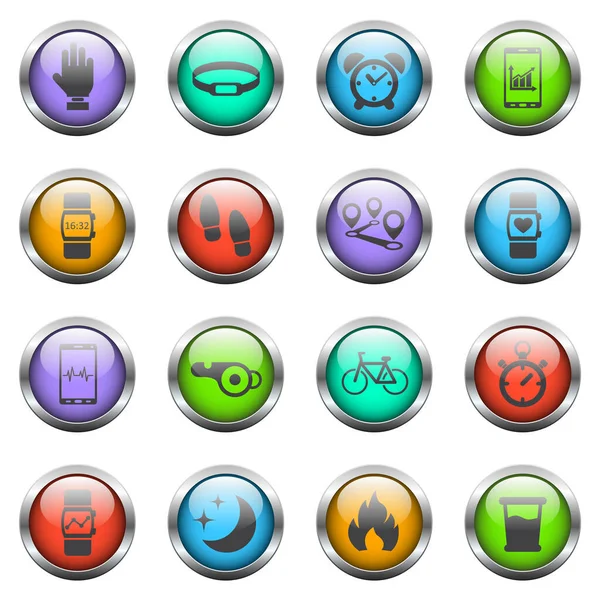 Monitoring Apps Vector Icons Color Glass Buttons — Stock Vector