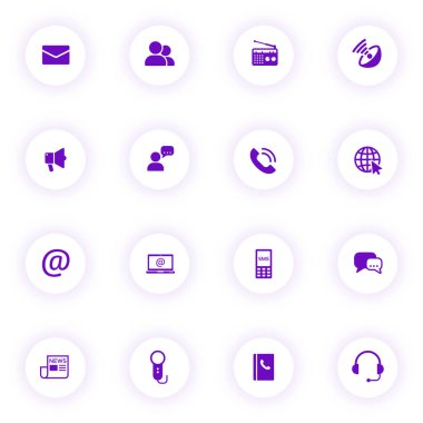 iletişim mor renk vektörü simgeleri
