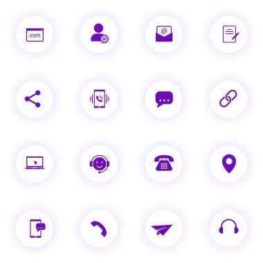 iletişim mor renk vektörü simgeleri