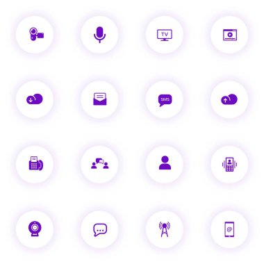 iletişim mor renk vektörü simgeleri