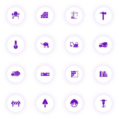 inşaat mor renk vektör simgeleri