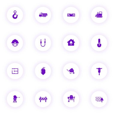 inşaat mor renk vektör simgeleri