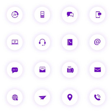 bizimle temasa geç mor renk vektörü simgeleri