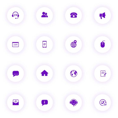 bizimle temasa geç mor renk vektörü simgeleri