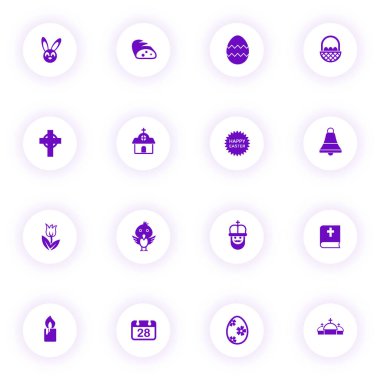 Paskalya mor renk vektörü simgeleri