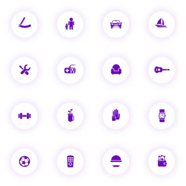 Baba günü mor renk vektörü simgeleri