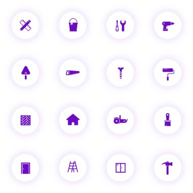 ev onarımı mor renk vektörü simgeleri