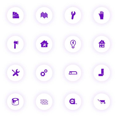 ev onarımı mor renk vektörü simgeleri