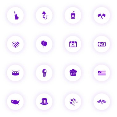 Bağımsızlık günü mor renk vektörü simgeleri