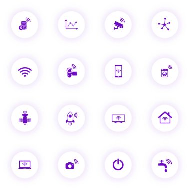 Nesnelerin interneti mor renk vektör simgeleri