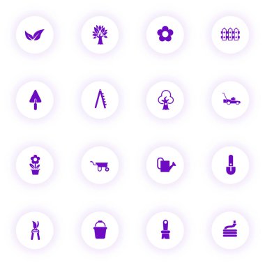 peyzaj tasarımı mor renk vektörü simgeleri