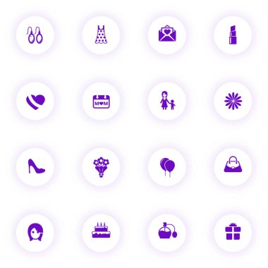 Anneler Günü mor renk vektör simgeleri