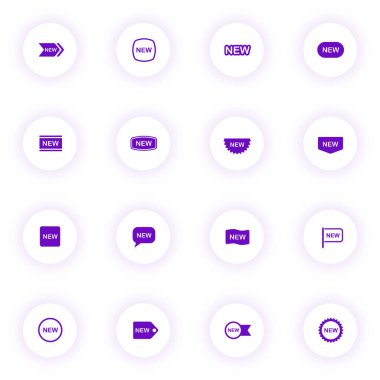yeni etiketler mor renk vektörü simgeleri