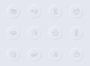 sauna gri vektör simgeleri