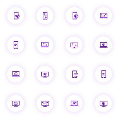 akıllı dağıtım mor renk vektörü simgeleri