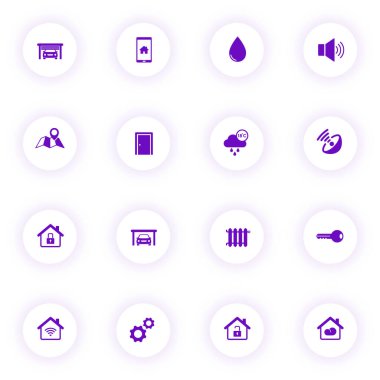 akıllı ev mor renk vektörü simgeleri