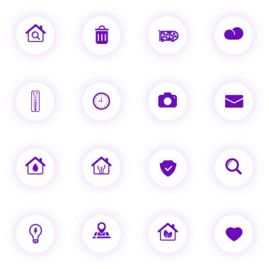 akıllı ev mor renk vektörü simgeleri