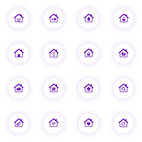 Ikon vektor warna ungu rumah cerdas - Stok Vektor