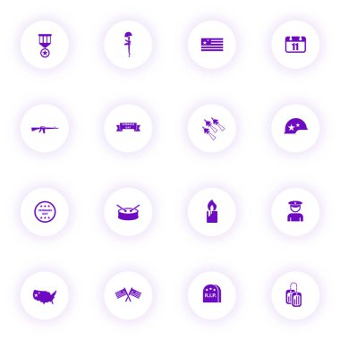 Gaziler günü mor renk vektörü simgeleri