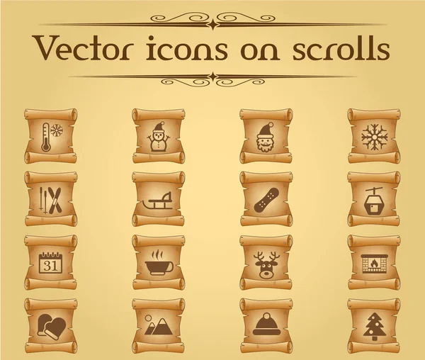 Зимний набор икон — стоковый вектор