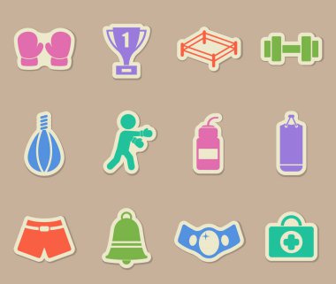 Kağıt çıkartmaları üzerinde boks renk vektörü simgeleri