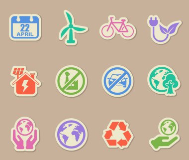 Toprak günü renkli kağıt çıkartmaları